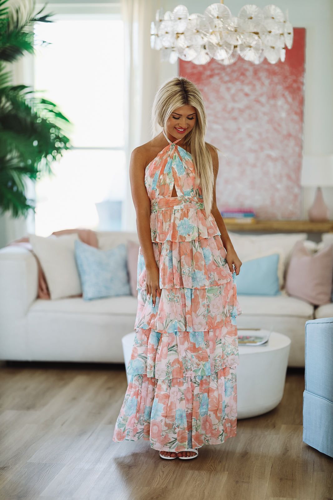 Stay True to You Maxi Dress - Peach and Light Blue Hazel & Olive Stay True to You Maxi Dress - Peach and Light Blue Hazel & Olive