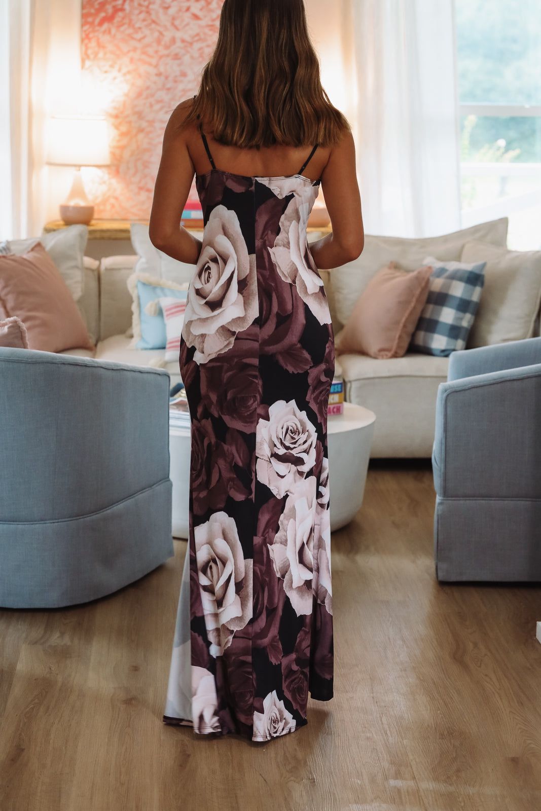 HAZEL & OLIVE Staying Sultry Maxi Dress Gown - Purple Brown