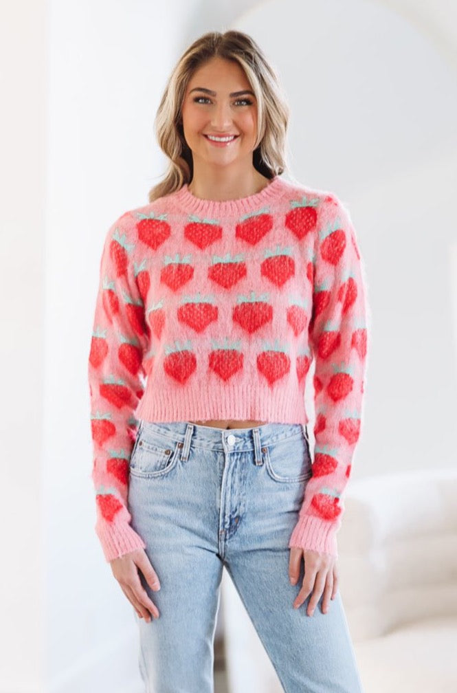 HAZEL & OLIVE Strawberry Fields Sweater - Pink
