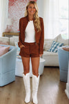 Hazel & Olive SUEDE/02 Western Luxe Shorts - Brown