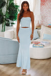 Summer Of Me Crop Top and Maxi Skirt Two Piece Set - Light Blue-HAZEL & OLIVE MST7902-Small-