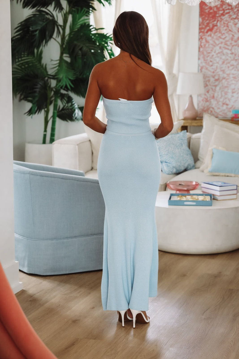 Summer Of Me Crop Top and Maxi Skirt Two Piece Set - Light Blue