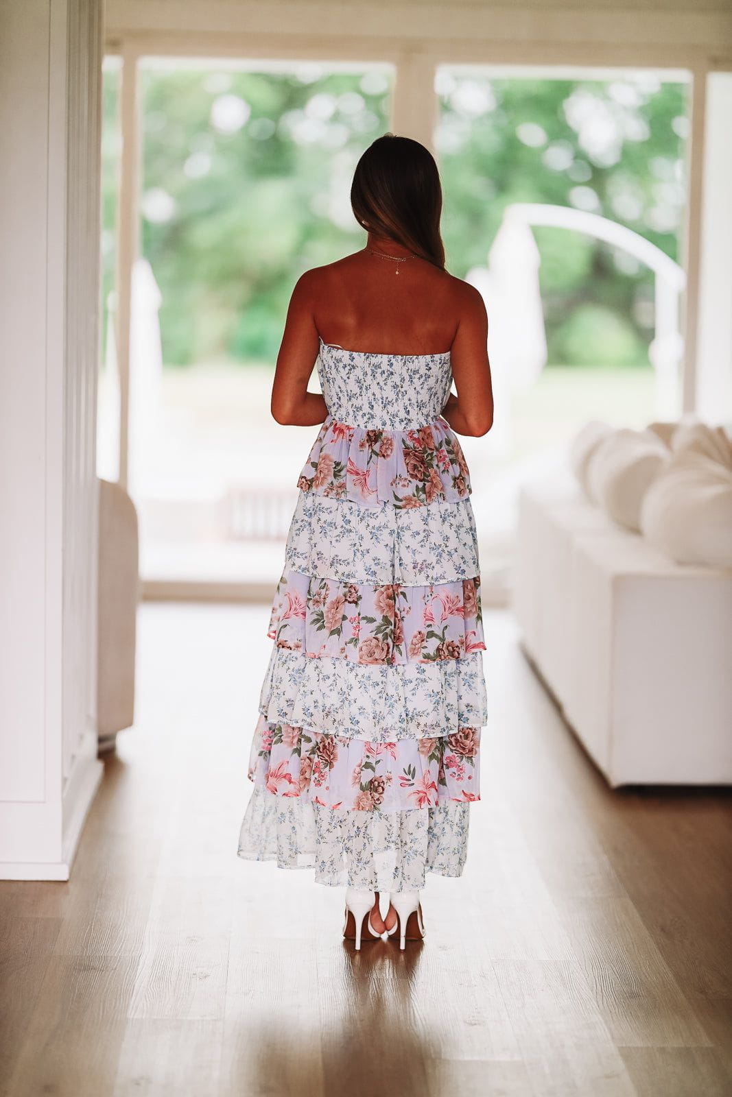 light floral maxi dress Baltic Born Womens Soline Maxi Dress | Light Teal Floral