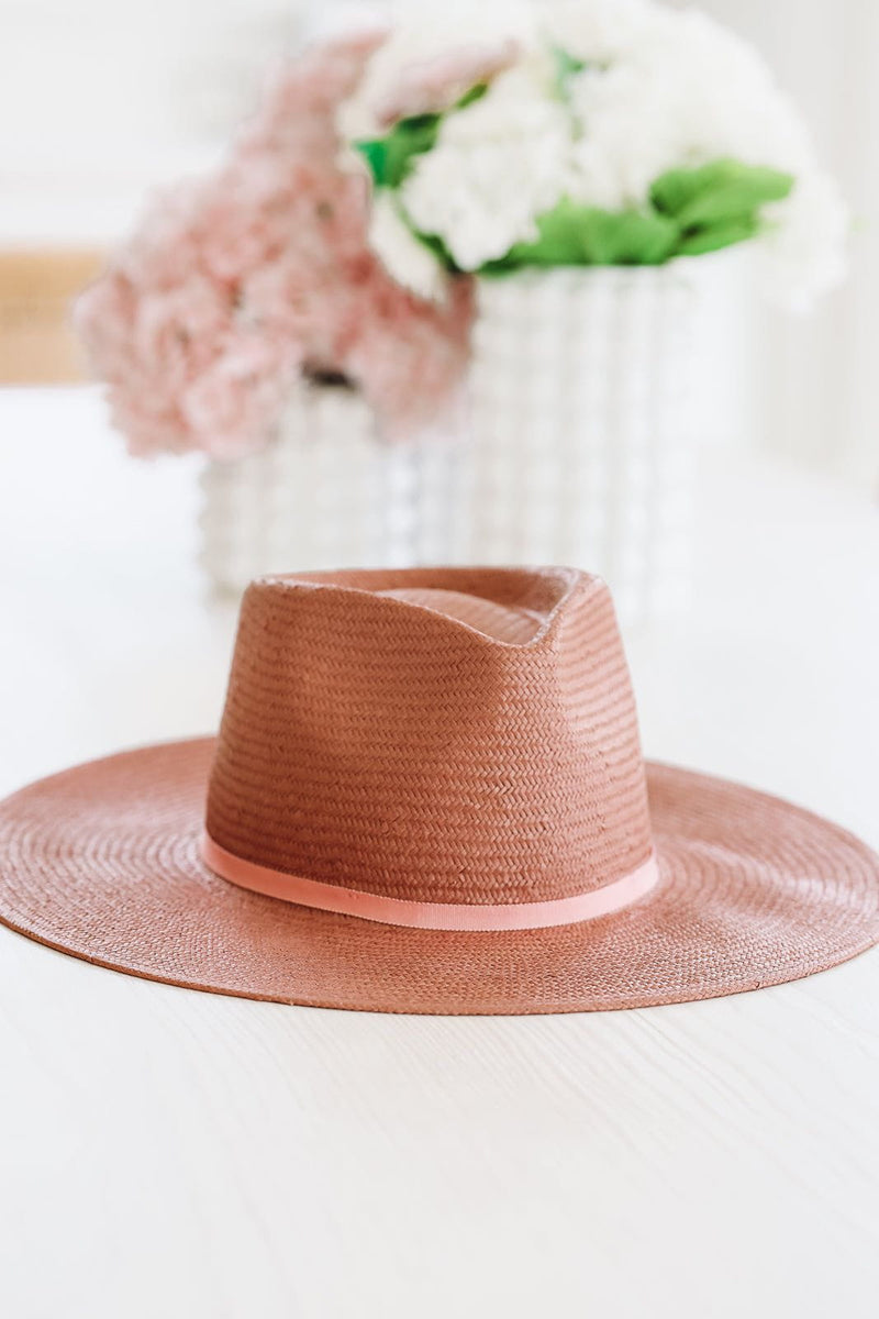 HAZEL & OLIVE Sunny Days Straw Rancher Hat - Blush Pink