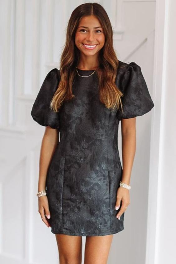 SuperBloom Mini Dress - Black-HAZEL & OLIVE D6224-Small-