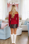Hazel & Olive SWT2405 Knit Allure Sweater Top - Burgundy