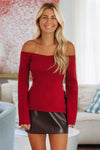 Hazel & Olive SWT2405 Knit Allure Sweater Top - Burgundy