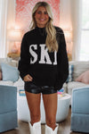 Hazel & Olive SWT2543 Ski Time Oversized Sweater - Black and Pink