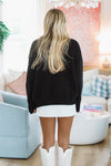 Hazel & Olive SWT2543 Ski Time Oversized Sweater - Black and Pink
