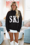 Hazel & Olive SWT2543 Ski Time Oversized Sweater - Black and Pink