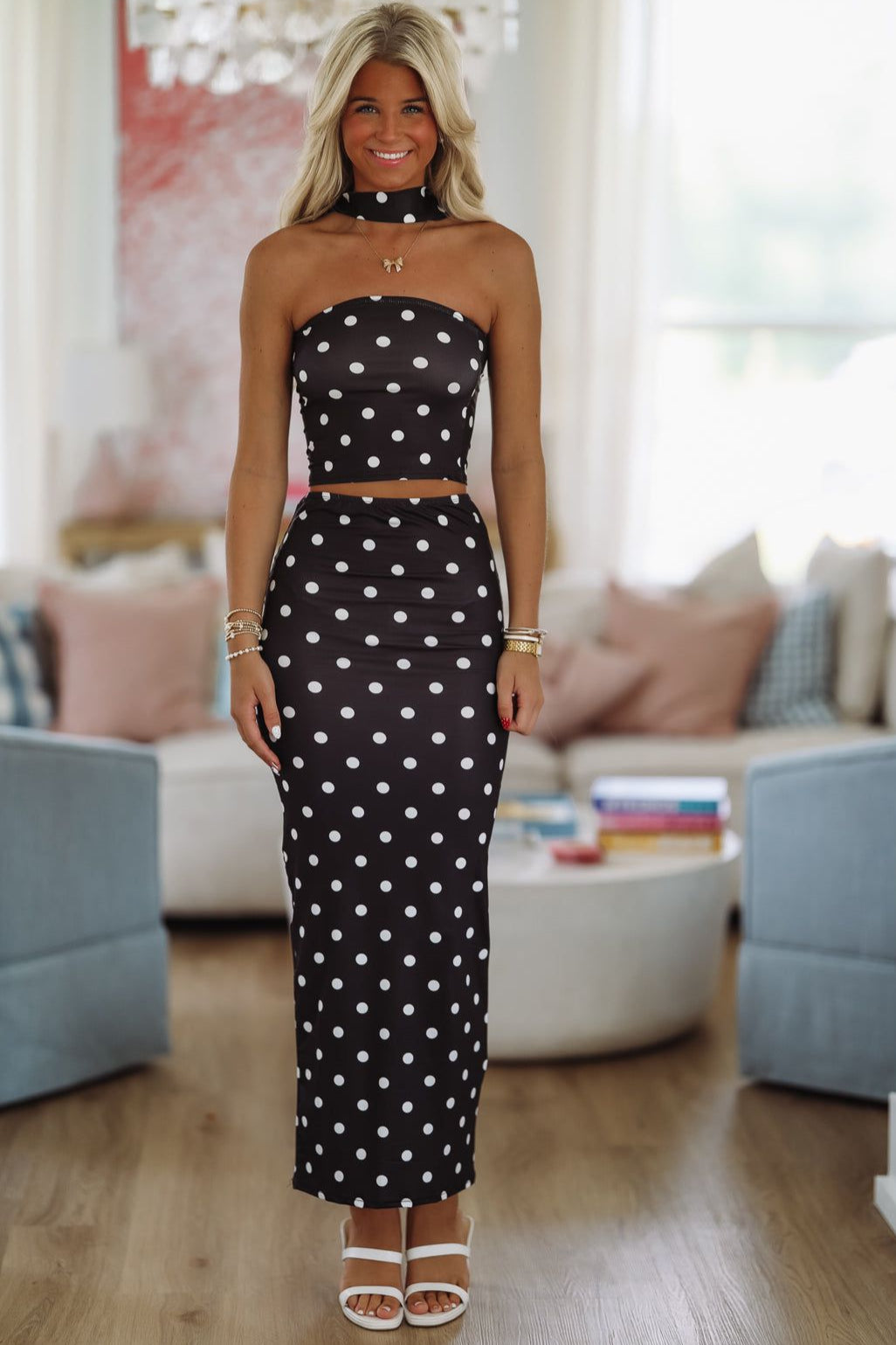 fitted lace wedding dress Polka My Dots Top and Maxi Skirt Set fitted lace wedding dress Polka My Dots Top and Maxi Skirt Set