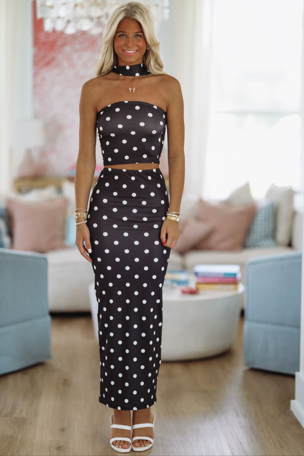 Polka My Dots Top and Maxi Skirt Set Polka My Dots Top and Maxi Skirt Set