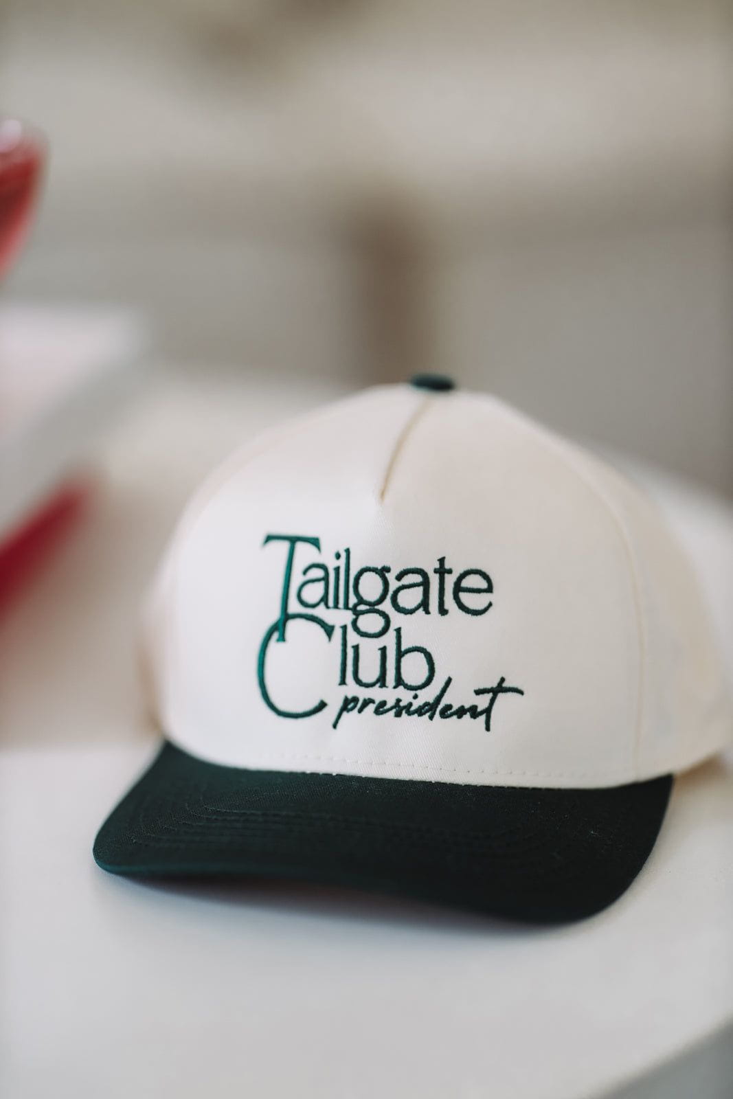 Tailgate Club President Two Toned Snapback Hat - Beige and Green-HAZEL & OLIVE-