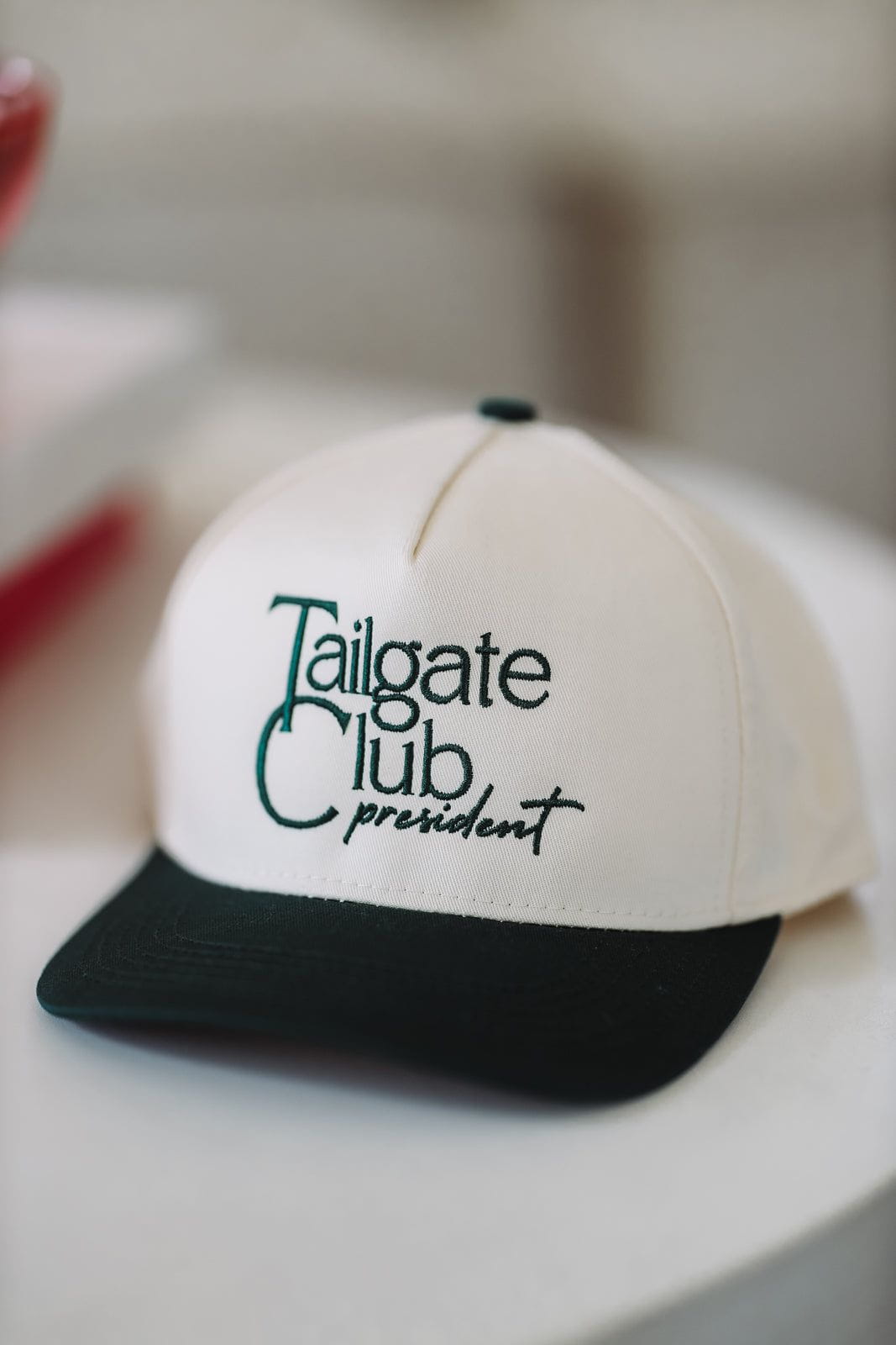 Tailgate Club President Two Toned Snapback Hat - Beige and Green-HAZEL & OLIVE-