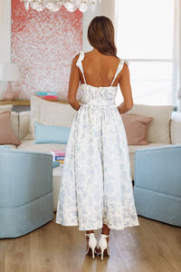 Take Me Anywhere Midi Dress - Blue and White-HAZEL & OLIVE-Small-