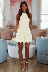 Tamara Mini Dress - Light Yellow-HAZEL & OLIVE-XSmall-