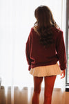 Hazel & Olive TC30622-Brandi Red, White and Cute Sweater - Burgundy