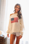 Hazel & Olive TC30622-Brandi Red, White and Cute Sweater - Cream