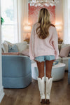Hazel & Olive TC30622-Brandi Red, White and Cute Sweater - Pink