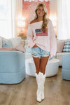Hazel & Olive TC30622-Brandi Red, White and Cute Sweater - Pink