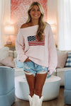 Hazel & Olive TC30622-Brandi Red, White and Cute Sweater - Pink