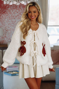 Teddy Bows Cardigan - Cream-HAZEL & OLIVE-Small-