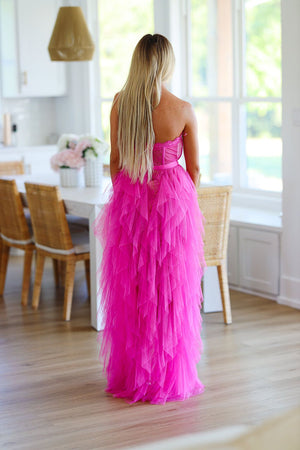 HAZEL & OLIVE The Bradshaw Maxi Gown Dress - Magenta Pink