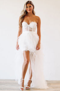 The Bradshaw Maxi Gown Dress - White-HAZEL & OLIVE-Small-