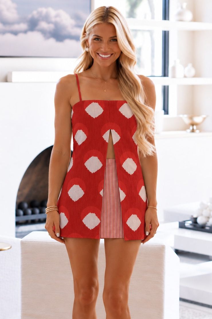 Hazel & Olive The Capri Cutout Skirt - Red