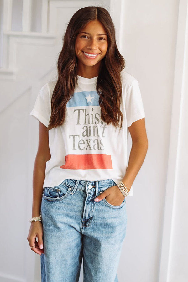 The Laundry Room Cropped This Ain't Texas Flag Top - White-HAZEL & OLIVE-Small-