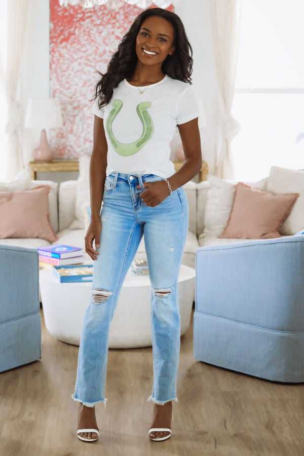 The Laundry Room Lucky Gal Crop Top - White-HAZEL & OLIVE-Small-