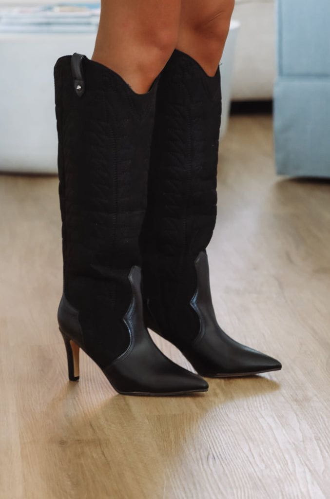 Hazel & Olive The Professional Black Mesa Western Boots - Black