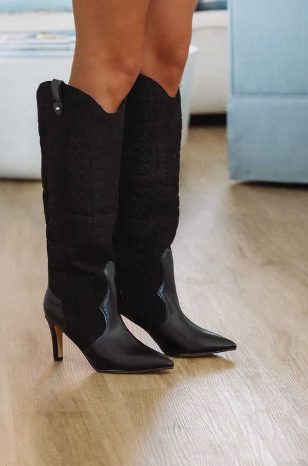 Hazel & Olive The Professional Black Mesa Western Boots - Black