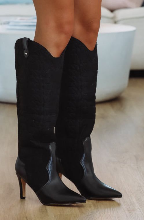 Hazel & Olive The Professional Black Mesa Western Boots - Black