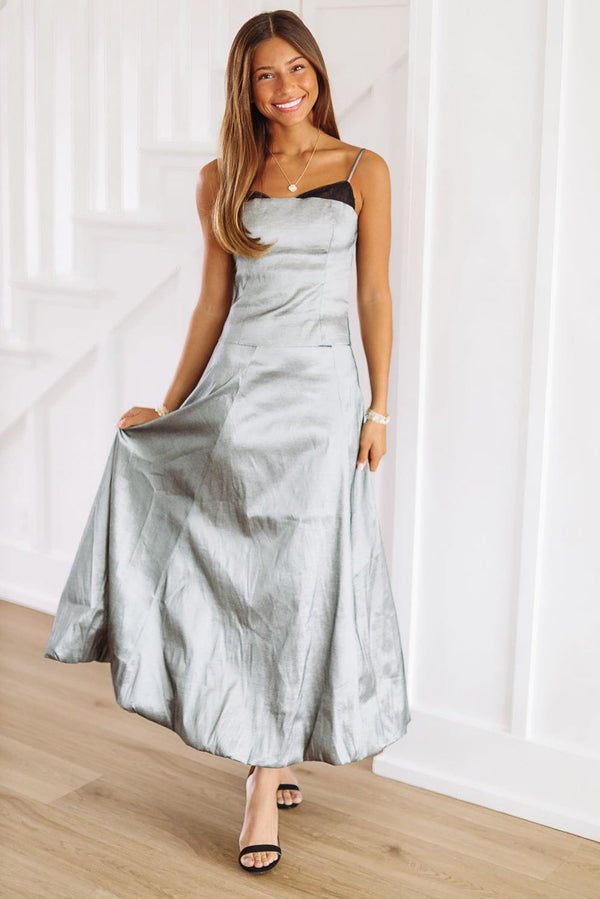 This Hits Different Maxi Skirt - Gunmetal Silver-HAZEL & OLIVE-XSmall-