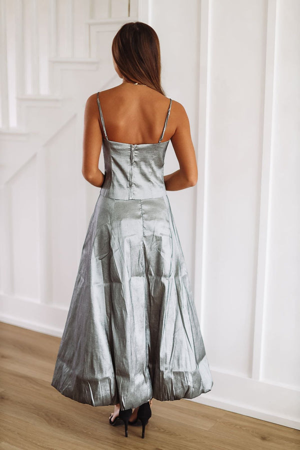 This Hits Different Maxi Skirt - Gunmetal Silver-HAZEL & OLIVE-XSmall-