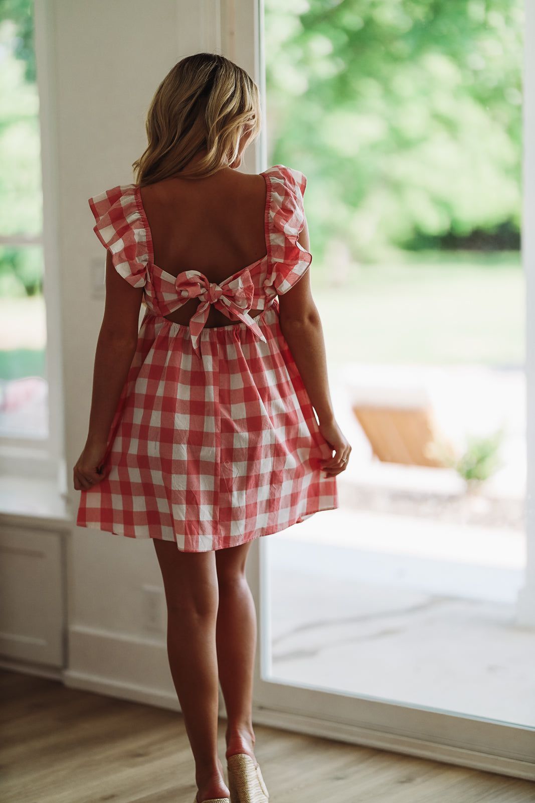 To Be Loved By You Plaid Babydoll Dress - Pink and White - Small To Be Loved By You Plaid Babydoll Dress - Pink and White - Small
