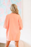 HAZEL & OLIVE Today is a Good Day Embroidered Oversized Shirt / T Shirt Dress - Peach