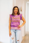 Touchdown Tinsel Sweater - Purple and Yellow Gold-HAZEL & OLIVE-Small-