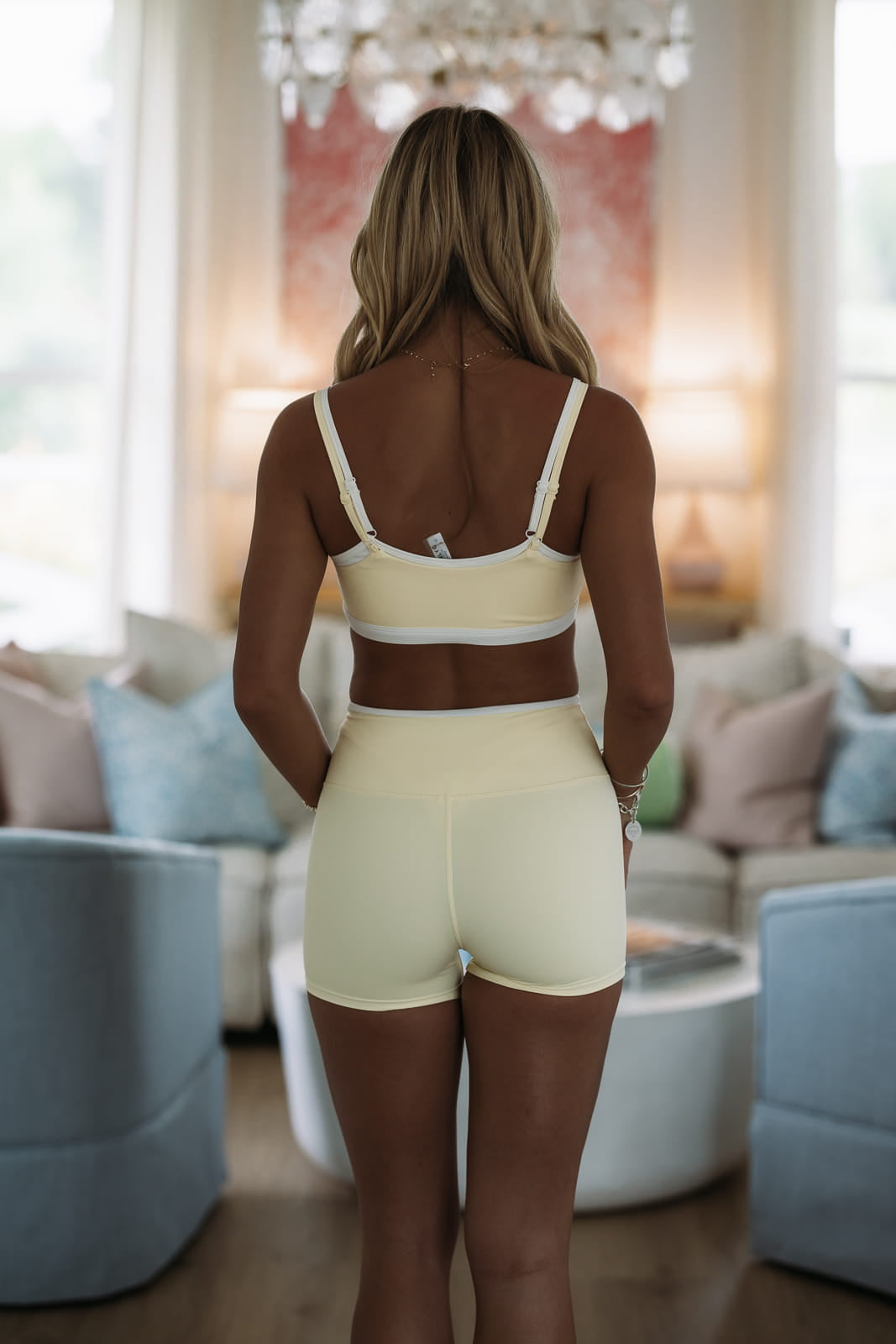 Hazel & Olive TP80238/Lemon Double Layered Bra Top - Lemon Yellow