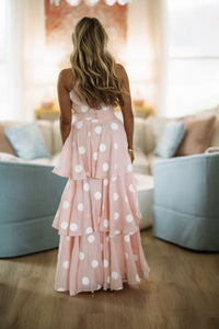 HAZEL & OLIVE TS2711 Dots For Days Top and Maxi Skirt Set - Baby Pink