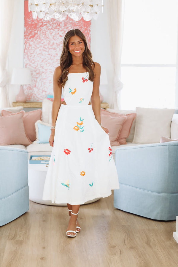 Tulip Tango Midi Dress - White-HAZEL & OLIVE MD4900-Small-