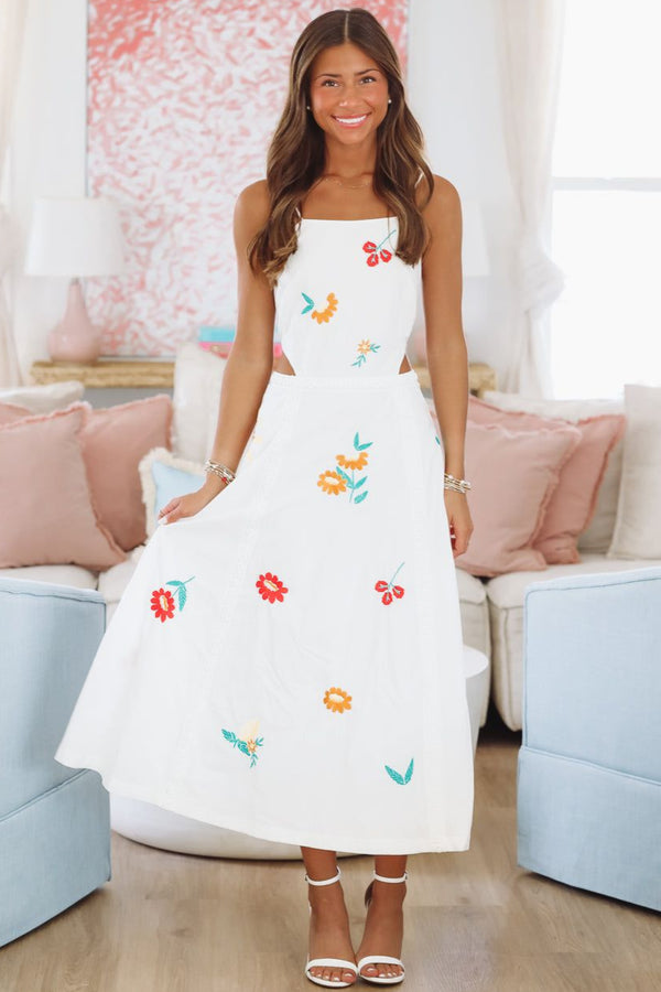 Tulip Tango Midi Dress - White-HAZEL & OLIVE MD4900-Small-