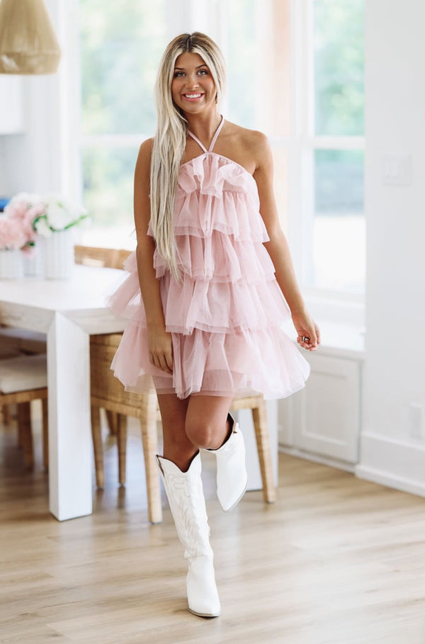 Tulle-ista Cocktail Dress - Blush-HAZEL & OLIVE-Small-