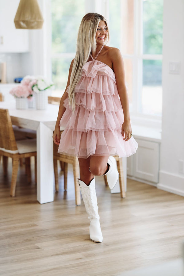 Tulle-ista Cocktail Dress - Blush-HAZEL & OLIVE-Small-