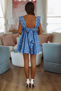 Twilight Blossom Mini Dress by Meet Me in Santorini - Blue and Pink-HAZEL & OLIVE MS1419D/BT-XSmall-