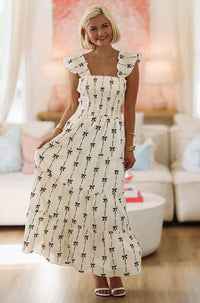 UnBowlieveable Maxi Dress - Cream and Black-HAZEL & OLIVE-Small-