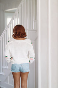 Upgraded Cozy Cardigan Sweater - White and Pink-HAZEL & OLIVE-Small-