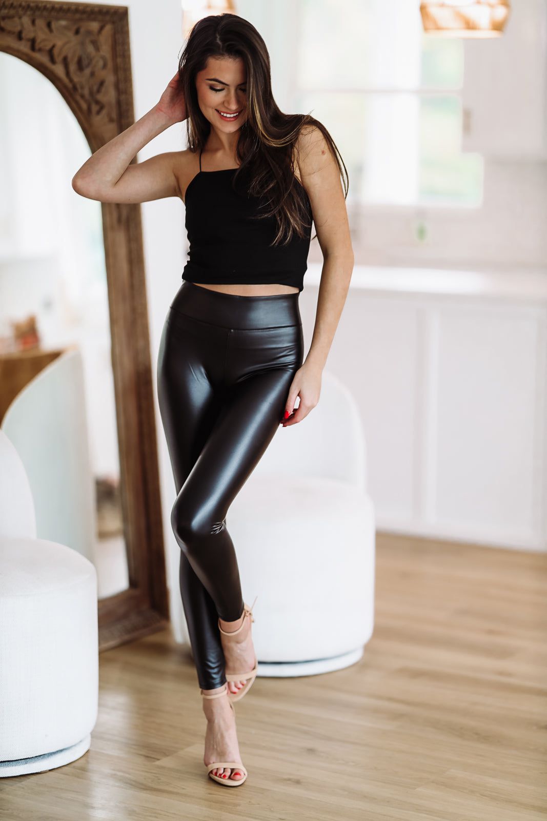 Vegan Leather Leggings - Black-HAZEL & OLIVE-Small-
