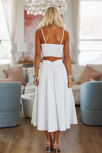 Veranda Views Crop Top and Maxi Skirt Set - Blue and White-HAZEL & OLIVE-Small-